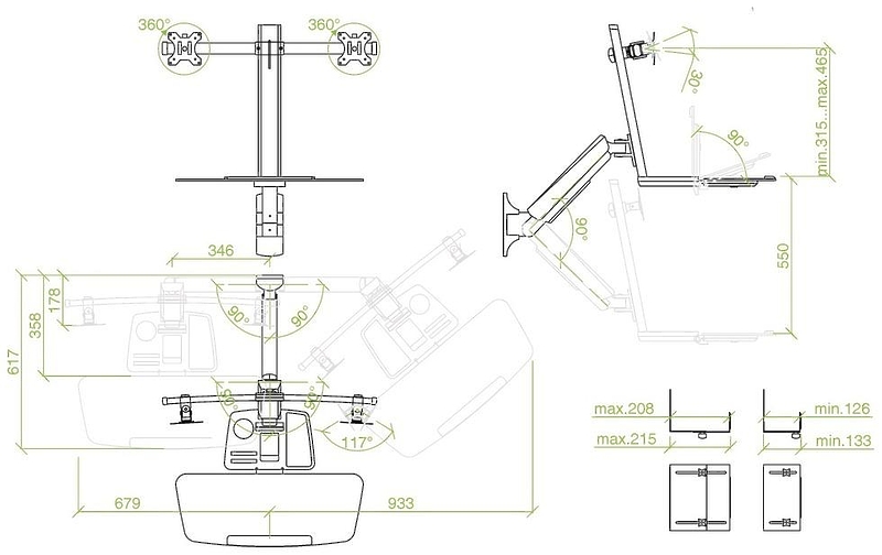 Настенное рабочее место ErgoFount BSSW-02 артикул 266702Si-1 фото 3