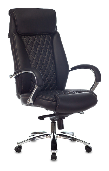 Кресло Бюрократ T-9924SL/BLACK (Office chair T-9924SL black leather cross metal хром) артикул 263502Si-1