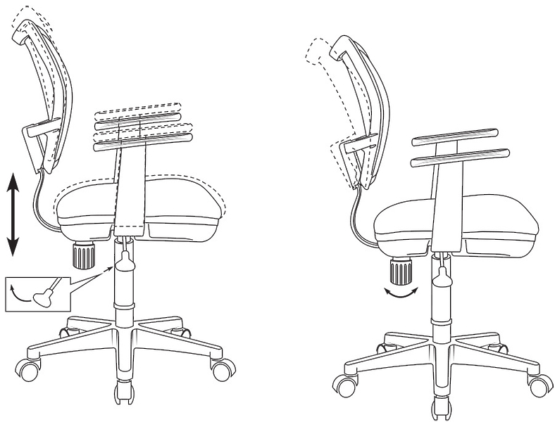 Кресло Бюрократ CH-797AXSN/26-25 (Office chair Ch-797AXSN black seatgrey 26-25 mesh/fabric cross plastic) артикул 263271Si-1 фото 6
