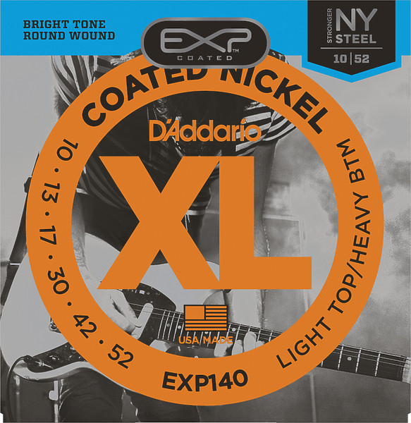 Струны D'Addario EXP140 COATED NICKEL WOUND LIGHT TOP/HEAVY BOTTOM 10-52 артикул 273646Si-1
