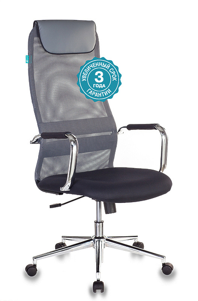 Кресло Бюрократ KB-9N/DG/TW-12 (Office chair KB-9N dark grey TW-04 TW-12 mesh/fabric headrest cross metal хром) артикул 263226Si-1 фото 6