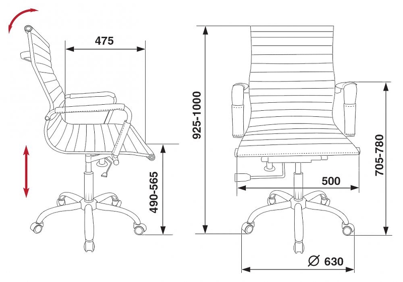 Кресло Бюрократ CH-883-LOW/BLACK (Office chair CH-883-LOW black eco.leather low back cross metal хром) артикул 263489Si-1 фото 6
