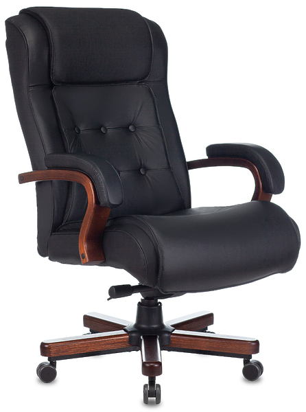 Кресло Бюрократ T-9926WALNUT/BLACK (Office chair T-9926WALNUT black leather cross metal/wood) артикул 263286Si-1