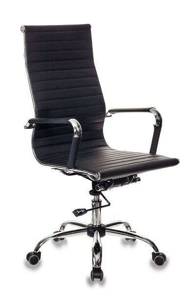 Кресло Бюрократ CH-883/BLACK (Office chair CH-883 black eco.leather cross metal хром) артикул 263344Si-1