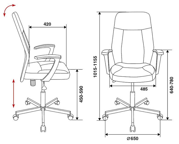 Кресло Бюрократ CH-605/BLACK (Office chair CH-605 black eco.leather cross metal черный) артикул 263420Si-1 фото 6