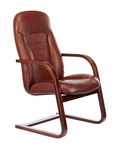 Кресло Бюрократ T-9923WALNUT-AV/CH (Office chair T-9923WALNUT-AV light brown Leather Eichel leather runners wood) артикул 263472Si-1