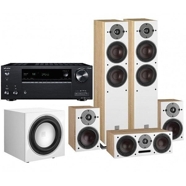 Комплект домашнего кинотеатра Onkyo TX-NR686 black +  Dali OBERON 5 + OBERON VOKAL + OBERON 1 light oak + SUB E-9 F White артикул 196232Si-1