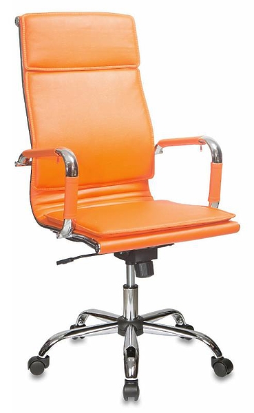 Кресло Бюрократ CH-993/ORANGE (Office chair CH-993 orange eco.leather cross metal хром) артикул 263384Si-1