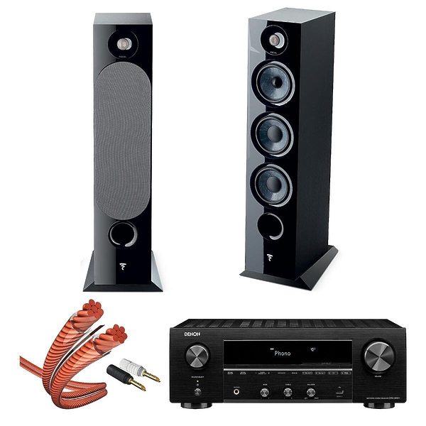 Стереокомплект Focal Chora 826 black + Denon DRA 800H black + In-Akustik 00604S033, 2.5м артикул 202463Si-1