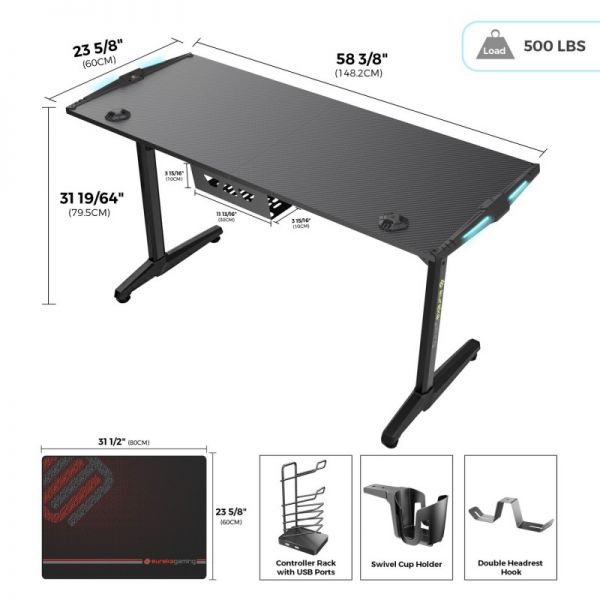 Стол для компьютера EUREKA GIP 55 Black артикул 276756Si-1 фото 6