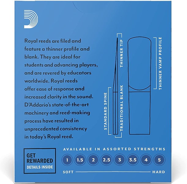 Трости D'Addario WOODWINDS RJB1020 ROYAL, ALTO SAX, #2, 10 BX артикул 274509Si-1 фото 4