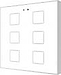 Выключатель сенсорный Zennio ZVI-F6-W KNX Flat F6, 6-кнопочный, LED индикация, 2хAI/DI, термостат, датчик температуры, датчик приближения, пластиковая рамка, 81х81х9мм, в уст. коробку, цвет белый