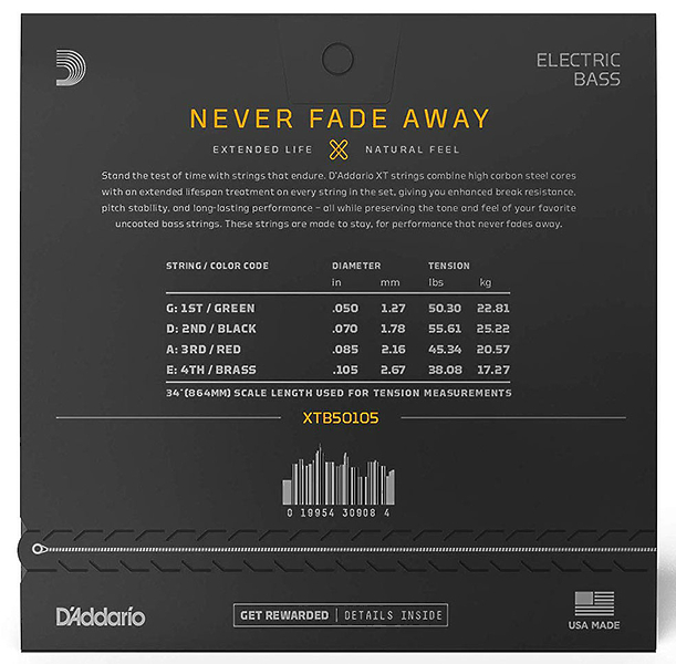 Струны для бас-гитары D'Addario XTB50105 артикул 308128Si-1 фото 3