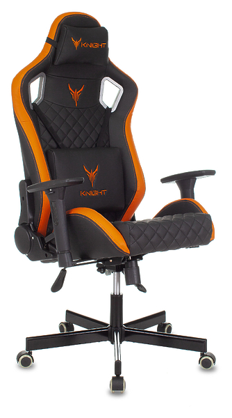 Кресло Knight OUTRIDER BO (Game chair Knight Outrider black/orange rombus eco.leather headrest cross metal) артикул 263358Si-1 фото 6