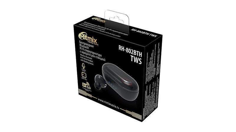 Беспроводные наушники Ritmix RH-802BTH TWS Black артикул 233103Si-1 фото 3