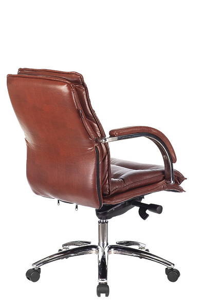Кресло Бюрократ T-9927SL-LOW/CHOK (Office chair T-9927SL-LOW light brown Leather Eichel leather low back cross metal хром) артикул 263427Si-1 фото 5