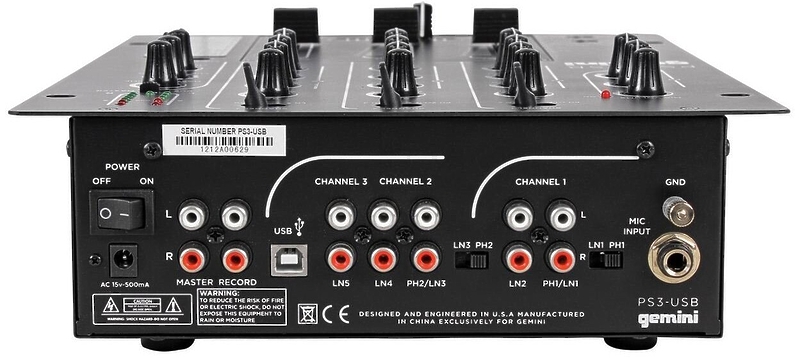 Микшер Gemini PS3-USB DJ артикул 127005Si-1 фото 4