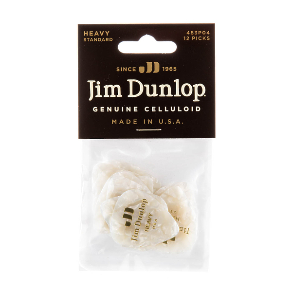 Медиаторы Dunlop 483P04HV Celluloid White Pearloid Heavy (12 шт) артикул 312895Si-1