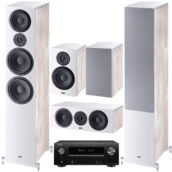 Комплект домашнего кинотеатра Heco Aurora 1000 Set 5.0 (1000+300+Center) white + Denon AVR-X2600H black артикул 228156Si-1