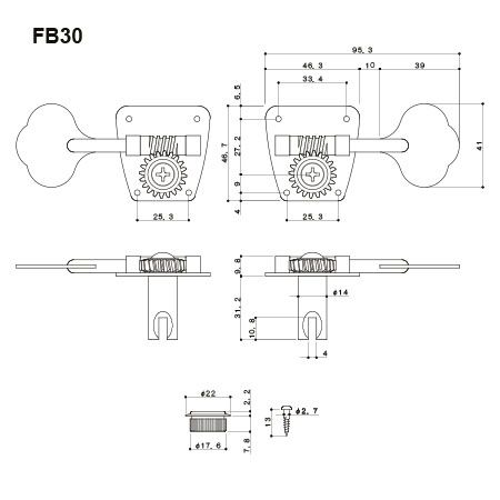 Колки для бас-гитары Gotoh FB30-N-(L4) артикул 308236Si-1 фото 4