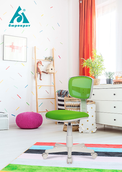 Кресло Бюрократ CH-W299/SD/TW-18 (Children chair CH-W299 l-green TW-03A TW-18 mesh/fabric cross plastic plastik белый) артикул 263320Si-1 фото 6