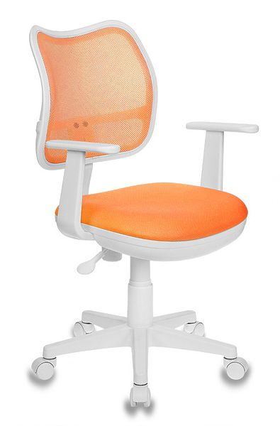 Кресло Бюрократ CH-W797/OR/TW-96-1 (Children chair Ch-W797 orange seatorange TW-96-1 mesh/fabric cross plastic plastik белый) артикул 263207Si-1