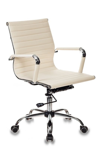 Кресло Бюрократ CH-883-LOW/IVORY (Office chair CH-883-LOW ivory eco.leather low back cross metal хром) артикул 263395Si-1