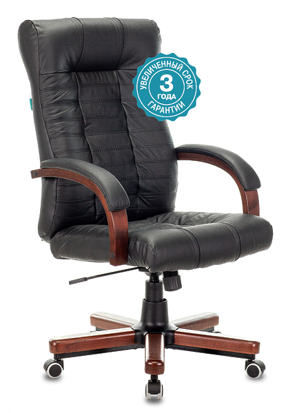 Кресло Бюрократ KB-10WALNUT/B/LEATH (Office chair KB-10WALNUT black leather cross metal/wood) артикул 263345Si-1 фото 3