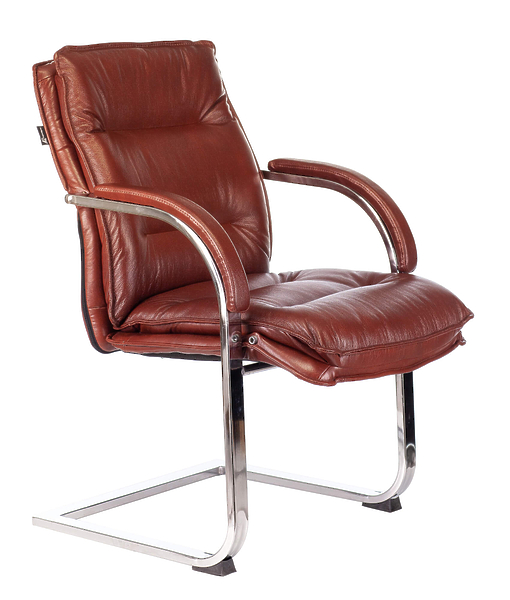 Кресло Бюрократ T-9927SL-LOW-V/CHOK (Office chair T-9927SL-LOW-V light brown Leather Eichel leather low back runners metal хром) артикул 263452Si-1