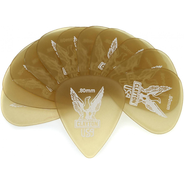Медиаторы CLAYTON US80/12 - 0.80 mm ULTEM gold стандартные 12 шт артикул 290770Si-1