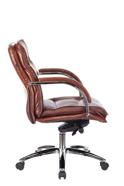 Кресло Бюрократ T-9927SL-LOW/CHOK (Office chair T-9927SL-LOW light brown Leather Eichel leather low back cross metal хром) артикул 263427Si-1 фото 4