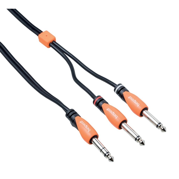 Межблочный кабель Bespeco SLYS2J300, jack stereo 6.3 - 2xjack mono 6.3, 3м артикул 207151Si-1