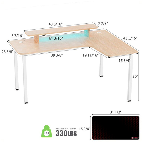 Стол письменный (для компьютера) EUREKA L60R-MW Maple артикул 293722Si-1 фото 3