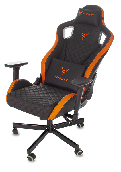 Кресло Knight OUTRIDER BO (Game chair Knight Outrider black/orange rombus eco.leather headrest cross metal) артикул 263358Si-1 фото 12