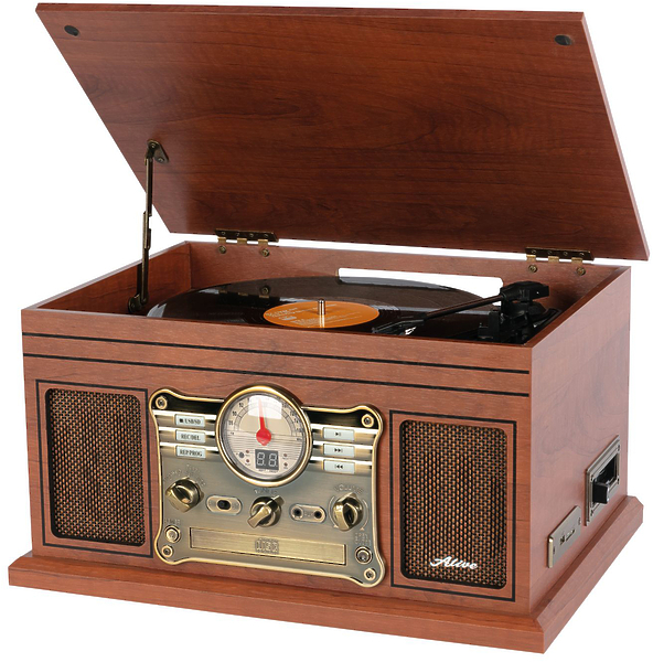 Виниловый проигрыватель Alive Audio RADIOLA Wood с FM-приемником артикул 303314Si-1