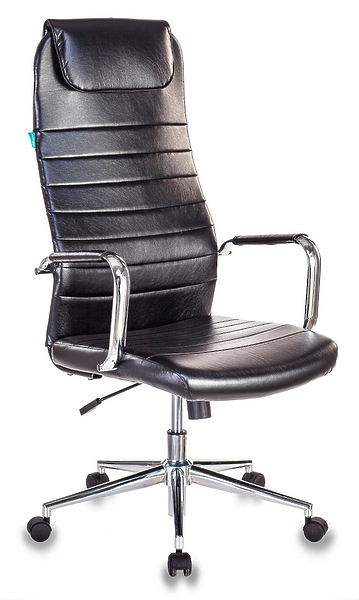 Кресло Бюрократ KB-9N/ECO/BLACK (Office chair KB-9N/ECO black eco.leather headrest cross metal хром) артикул 263293Si-1