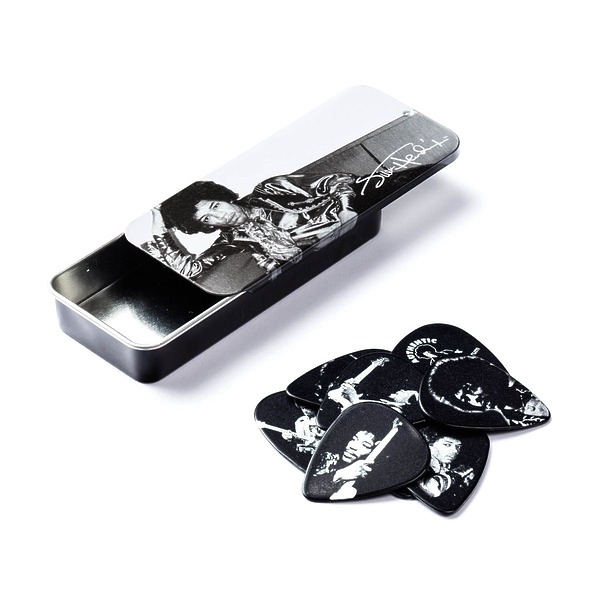 Медиаторы Dunlop JHPTR05H Jimi Hendrix Silver Portrait Pick Tin (6 шт) артикул 313009Si-1