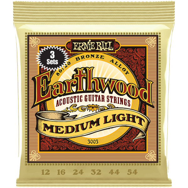 Струны для акустической гитары Ernie Ball 3003 Earthwood Medium Light 80/20 Bronze 12-54 артикул 291608Si-1