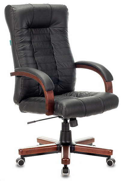 Кресло Бюрократ KB-10WALNUT/B/LEATH (Office chair KB-10WALNUT black leather cross metal/wood) артикул 263345Si-1