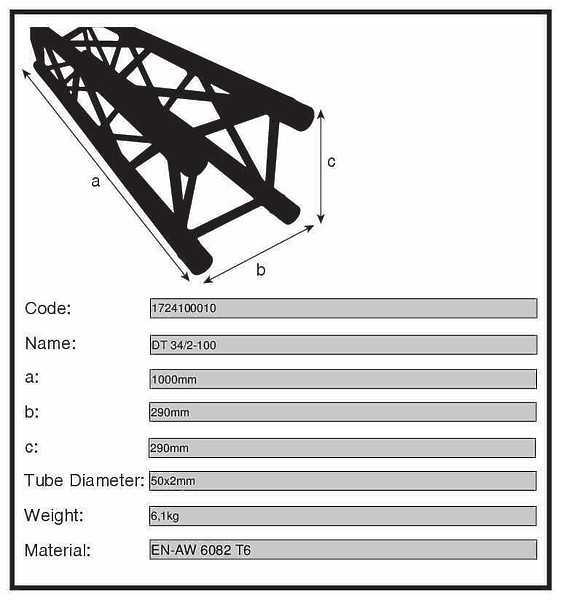 Ферма алюминиевая Dura Truss DT 24-100 straight артикул 205284Si-1 фото 4