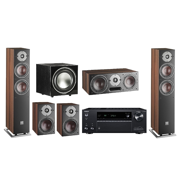 Комплект домашнего кинотеатра Onkyo TX-NR686 black +  Dali OBERON 5 + OBERON VOKAL + OBERON 1 dark walnut + SUB E-9 F black ash артикул 196230Si-1