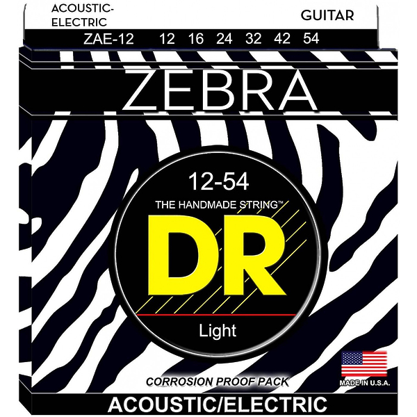 Струны для акустической гитары DR ZAE-12 Zebra артикул 291550Si-1