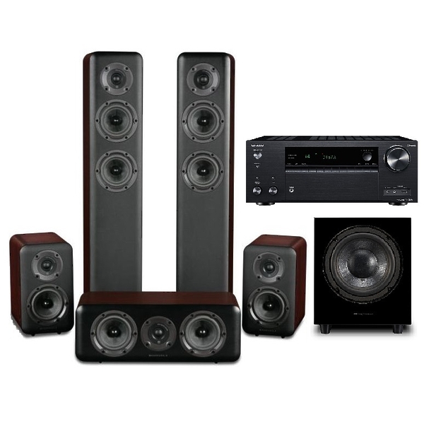 Комплект домашнего кинотеатра Onkyo TX-NR686 black +  Wharfedale Diamond 330 + 310 + 300C Rosewood + WH-D10 Blackwood артикул 196236Si-1