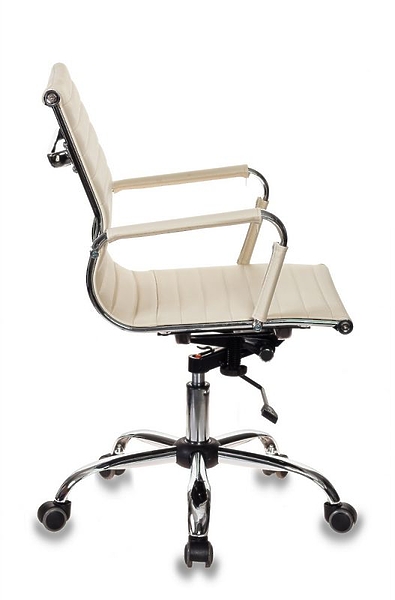 Кресло Бюрократ CH-883-LOW/IVORY (Office chair CH-883-LOW ivory eco.leather low back cross metal хром) артикул 263395Si-1 фото 4