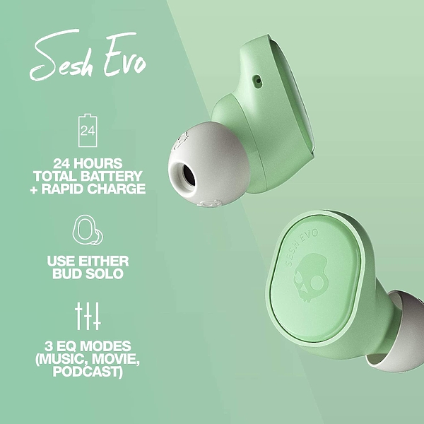 Наушники Skullcandy S2TVW-N742 Sesh Boost True Wireless In-Ear Mint артикул 233280Si-1 фото 4