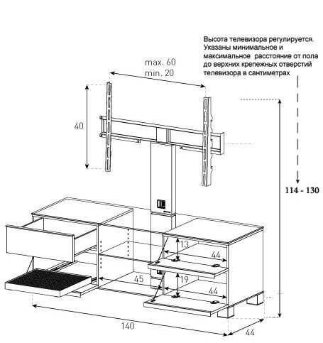 Подставка под телевизор Sonorous MD 8340-B-INX-AML артикул 186997Si-1 фото 3