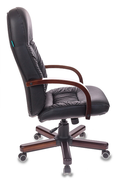Кресло Бюрократ T-9908/WALNUT (Office chair T-9908 black leather cross metal/wood) артикул 263488Si-1 фото 4