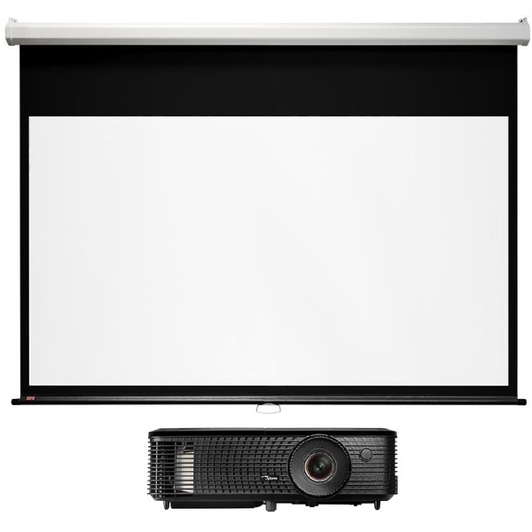 Комплект проектор Optoma HD27B + экран Draper Luma HDTV 106" MW case white (9:16, 132*234) артикул 177596Si-1