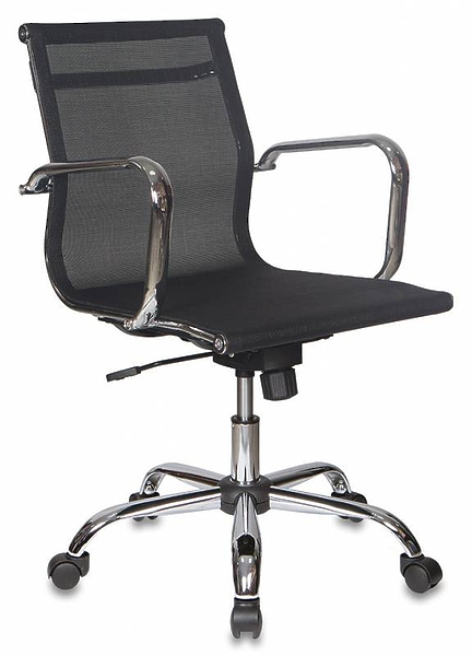 Кресло Бюрократ CH-993-LOW/M01 (Office chair CH-993-Low black M01 gauze low back cross metal хром) артикул 263457Si-1