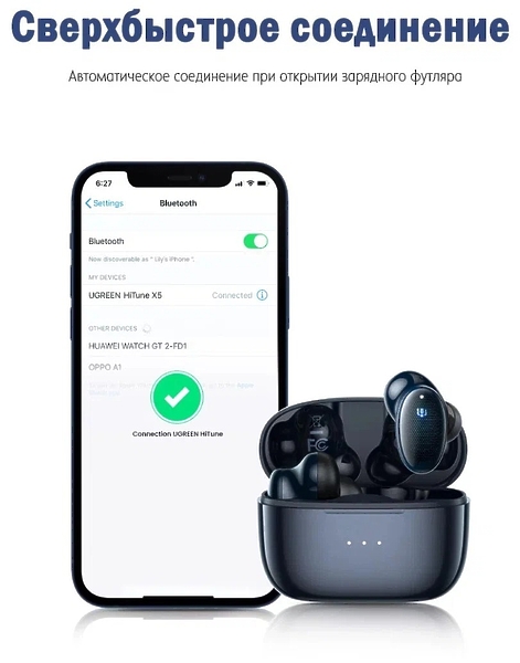 Наушники UGREEN HiTune X5 blue (50648) артикул 286787Si-1 фото 5